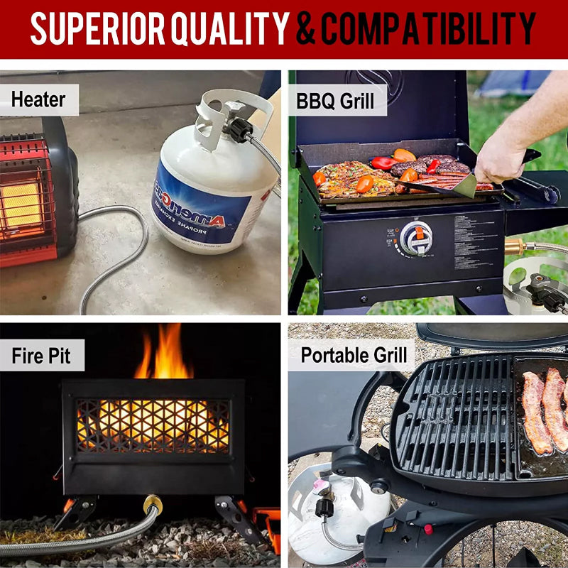 Propane Refill Adapter Hose with Gauge & Control Valve