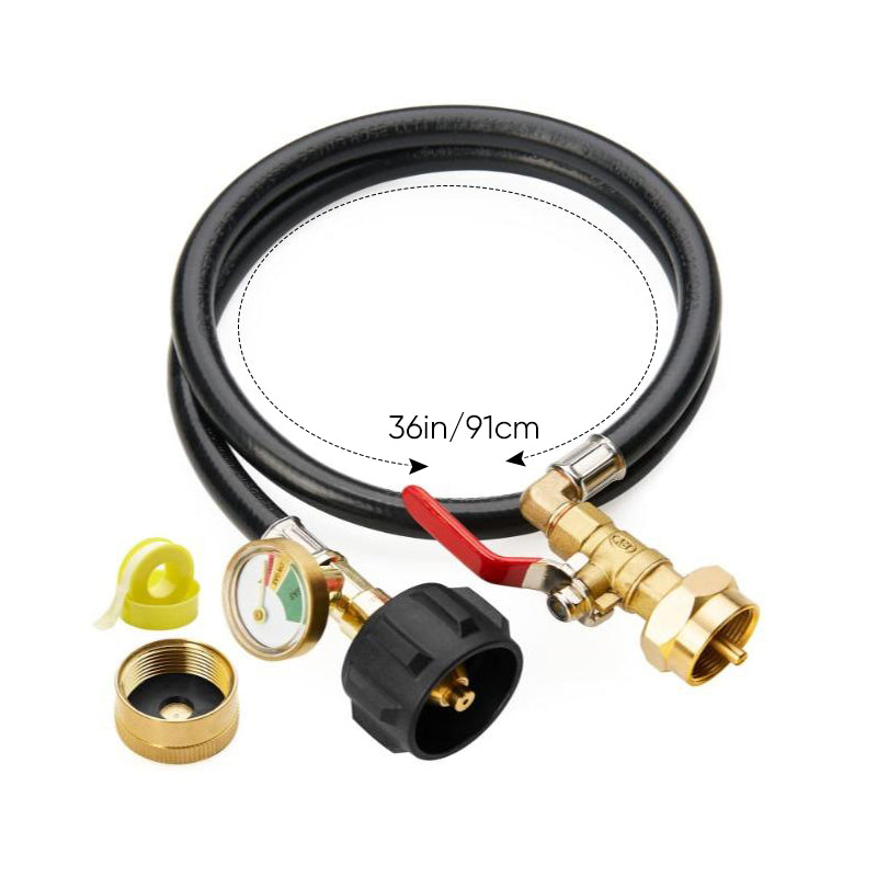 Propane Refill Adapter Hose with Gauge & Control Valve