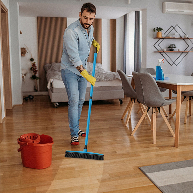 Three-section telescopic pole carpet delinting broom